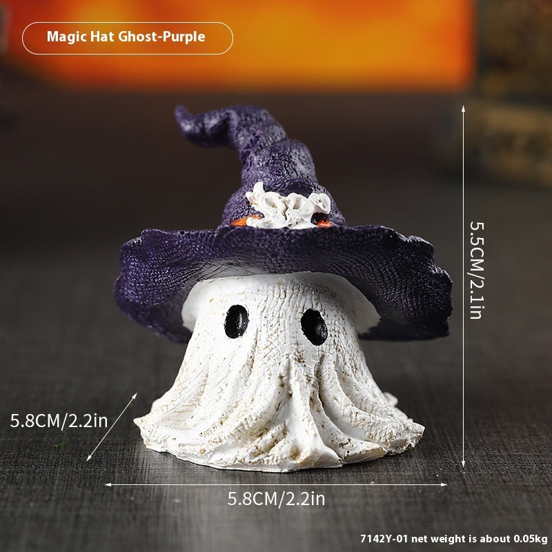 Halloween Resin Decoration, Wizard Hat, Ghost Ornaments