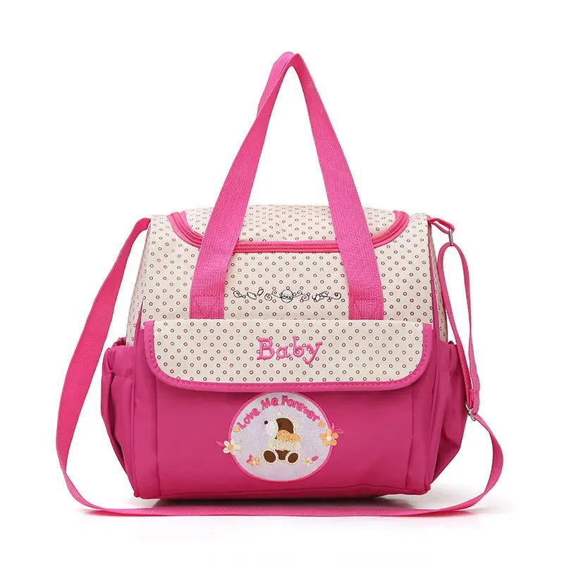 Bolsa impermeável para mãe e bebê, bolsa multifuncional para mamãe pequena, bolsa de maternidade bordada com urso Huayao, bolsa de viagem
