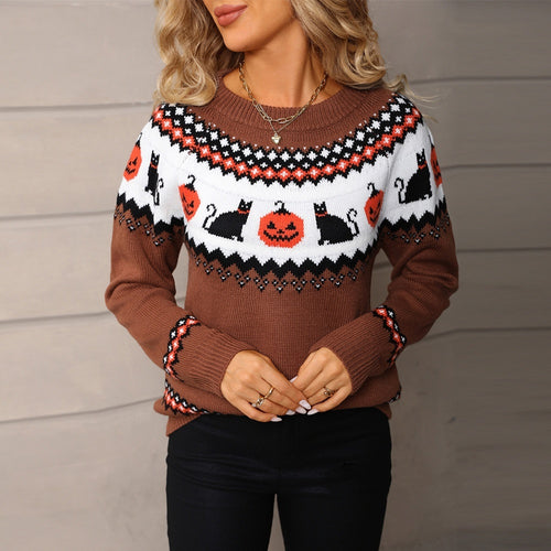 Oversized knitted Christmas sweater for women