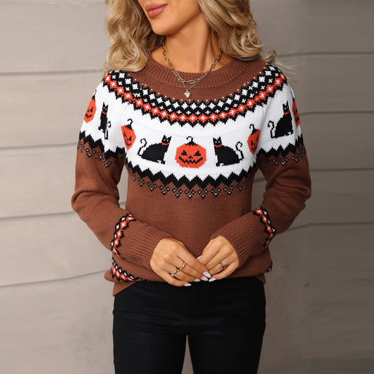 Oversized knitted Christmas sweater for women