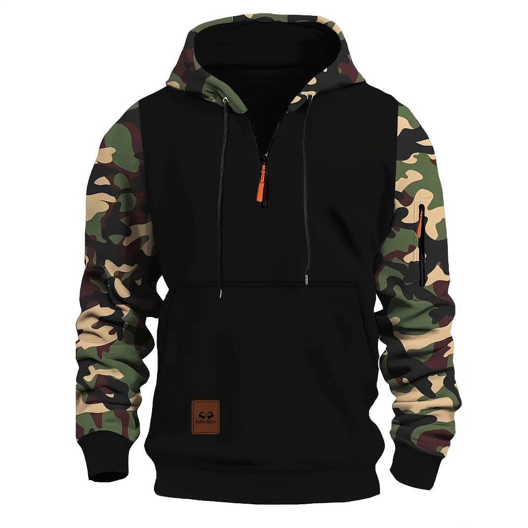 Men's American Vintage Camo Zip Up Hooded Sweater