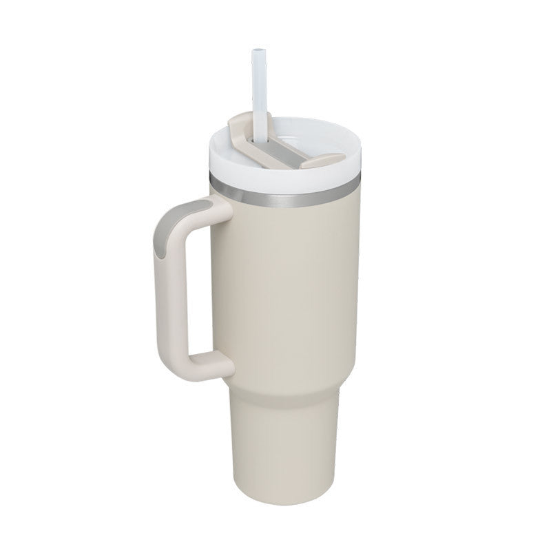 Copo térmico de 40 oz com pega, palhinha isolada, aço inoxidável à prova de derrames, copo de café a vácuo com tampa, caneca cónica