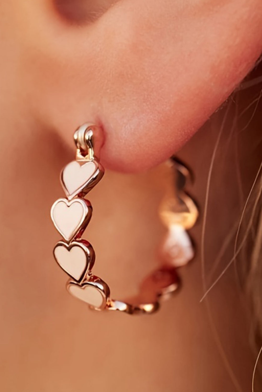 White heart shaped plated alloy small hook earrings