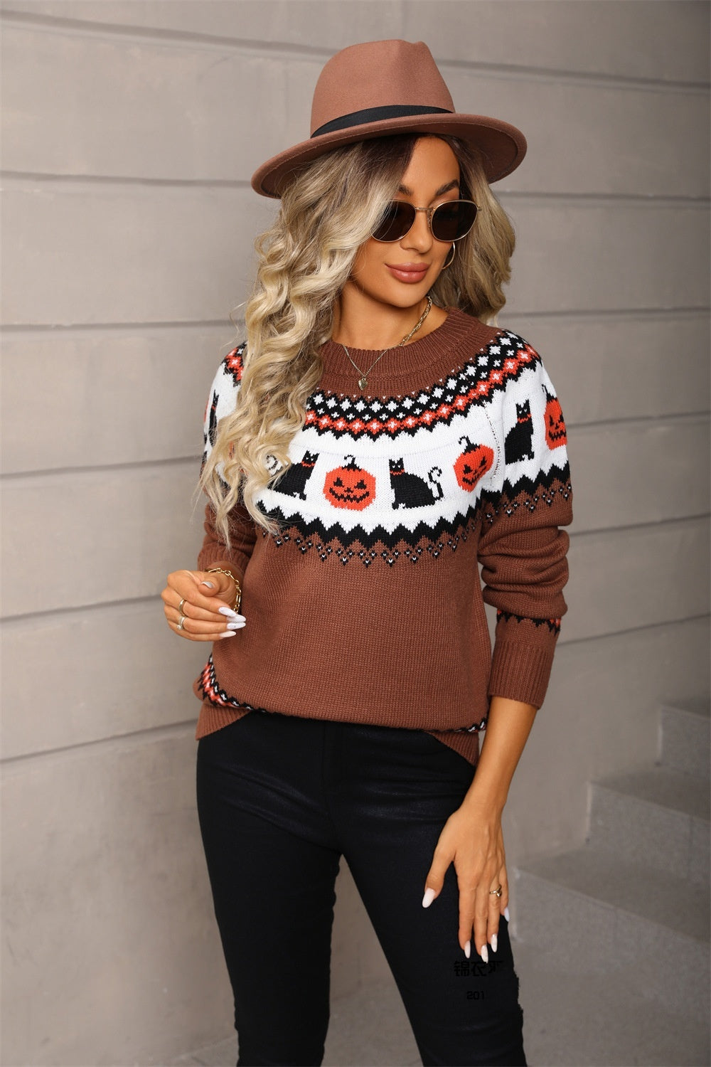 Oversized knitted Christmas sweater for women