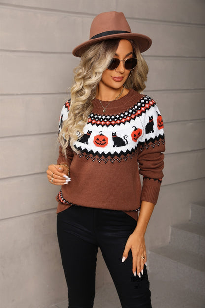 Oversized knitted Christmas sweater for women
