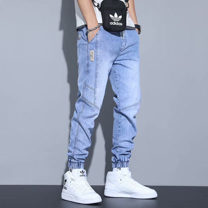 Men's slim fit jeans, harem pants with ankle ties