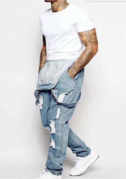 Macacão jeans estilo sling masculino da moda