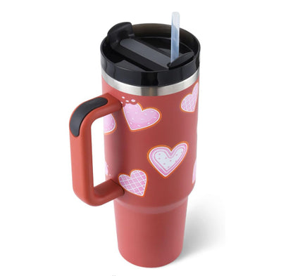 Copo térmico de 40 oz com pega, palhinha isolada, aço inoxidável à prova de derrames, copo de café a vácuo com tampa, caneca cónica