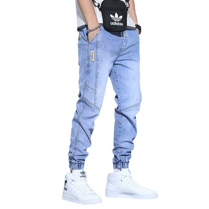 Men's slim fit jeans, harem pants with ankle ties
