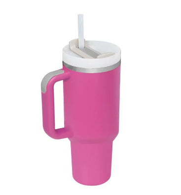 Copo térmico de 40 oz com pega, palhinha isolada, aço inoxidável à prova de derrames, copo de café a vácuo com tampa, caneca cónica