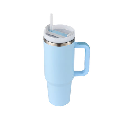 Copo térmico de 40 oz com pega, palhinha isolada, aço inoxidável à prova de derrames, copo de café a vácuo com tampa, caneca cónica