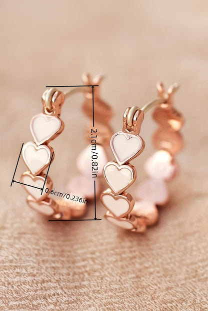 White heart shaped plated alloy small hook earrings