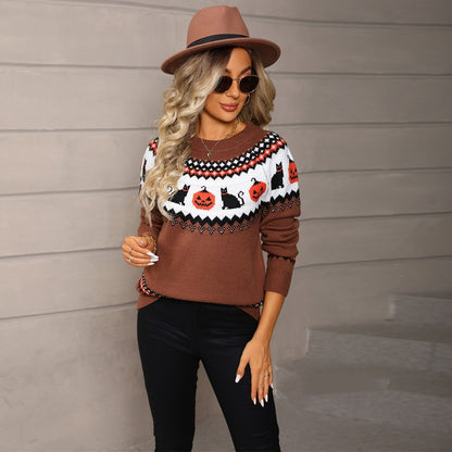 Oversized knitted Christmas sweater for women