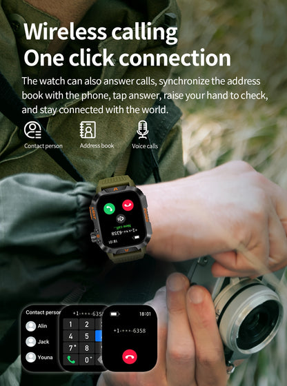 New Smart Watch (Answer/Call) Outdoor Sports Watch LED Altimeter Barometer 100+ Sports Modes 600mAh Battery Multimedia Message View Weather Fitness Tracker for Android Phone