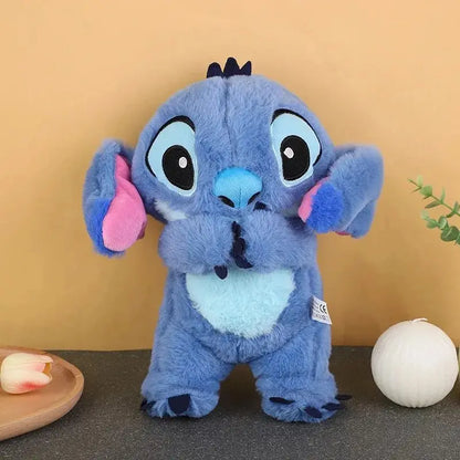 Kawaii Stitch 30cm Plush Doll – Baby Sleeping Companion with Soothing Musical Sound, Light-Up Airbag, Breathing Toy and Ideal Gift.
