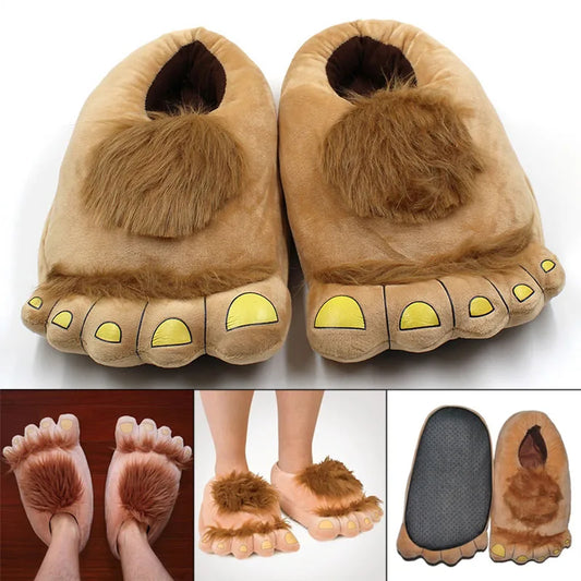 Unisex Warm Furry Wild Hobbit Feet Plush Slippers Home Halloween Shoes