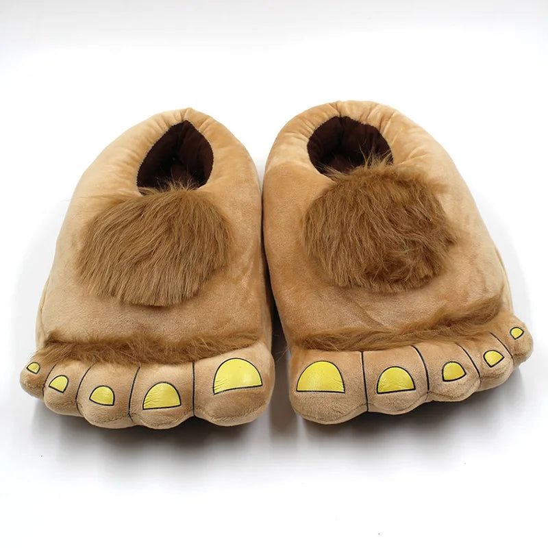 Unisex Warm Furry Wild Hobbit Feet Plush Slippers Home Halloween Shoes