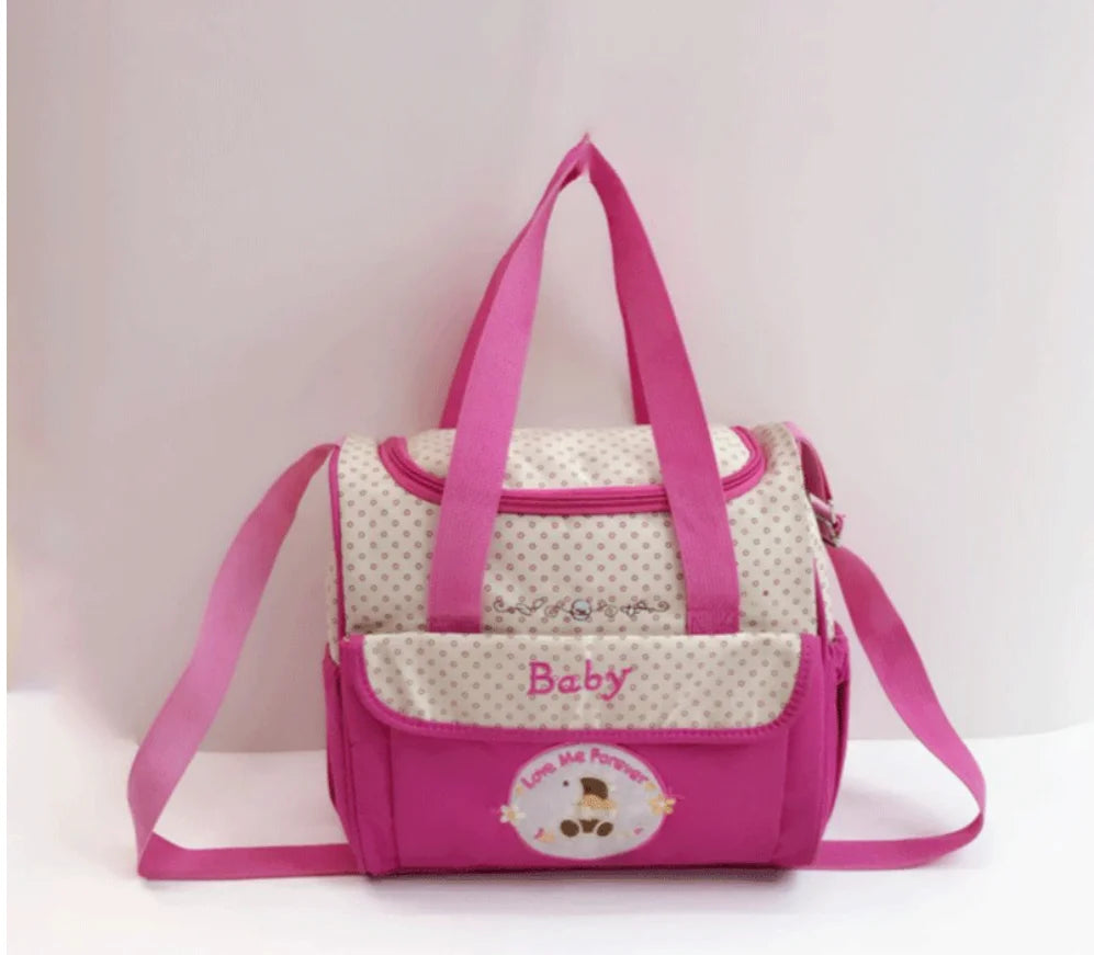 Waterproof Mother and Baby Bag, Multifunctional Small Mommy Bag, Huayao Bear Embroidered Maternity Bag, Travel Bag