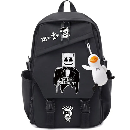 Marshmallow Unisex Portable School Backpack for Business Travel, Student Travel Equipment, Send the Pendant