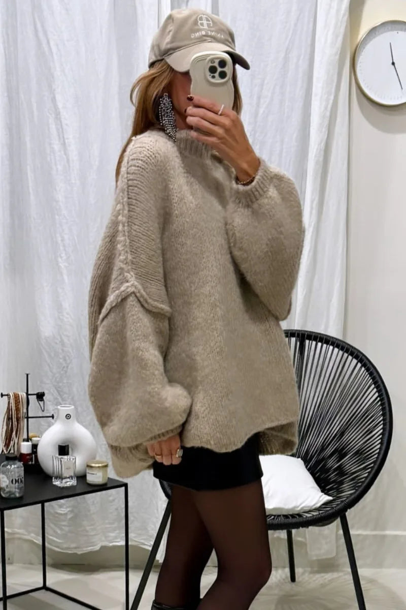 New Autumn/Winter Women's Sweater Solid Color Turtleneck Casual Commuter Style Loose Knitted Sweater Simple and Versatile Sweater