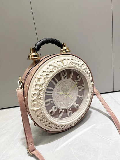 Luxury Designer Handbags and Suitcases Shoulder Bags Funny Clock Shaped Bag Funny Women's Round Bag Women's Faux Leather Handbag