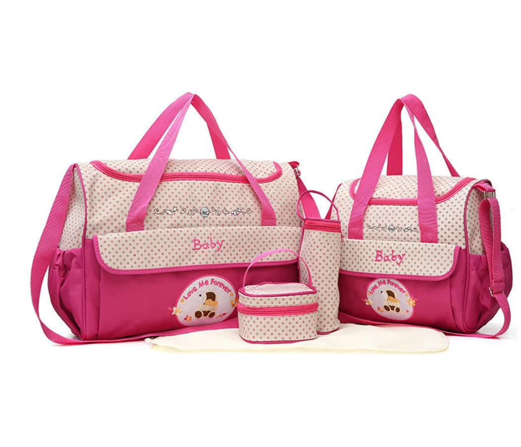Waterproof Mother and Baby Bag, Multifunctional Small Mommy Bag, Huayao Bear Embroidered Maternity Bag, Travel Bag