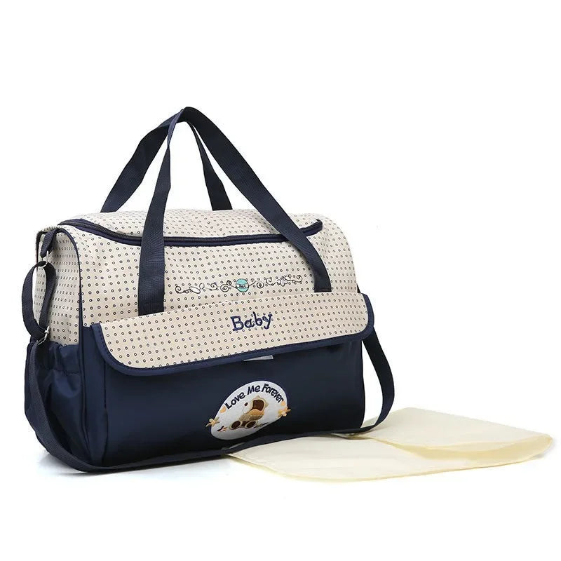 Waterproof Mother and Baby Bag, Multifunctional Small Mommy Bag, Huayao Bear Embroidered Maternity Bag, Travel Bag