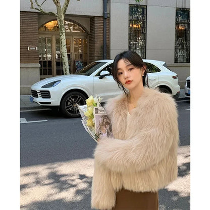 Women's Faux Fur Coat, New Fashion Casual Clothing 2025, Imitation Fox Fur, Loose Comfortable Winter Short Coat for Women