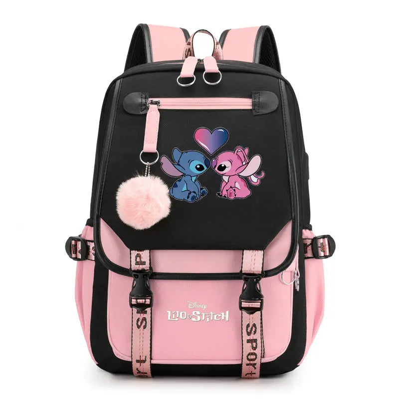 Lilo &amp; Stitch Backpack Women USB Charging School Backpack Laptop Backpack for Teens Boys Girls Travel Backpack