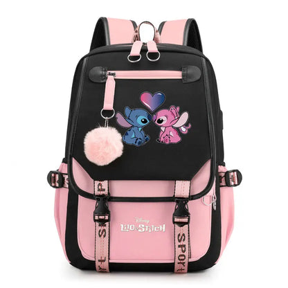 Lilo &amp; Stitch Backpack Women USB Charging School Backpack Laptop Backpack for Teens Boys Girls Travel Backpack