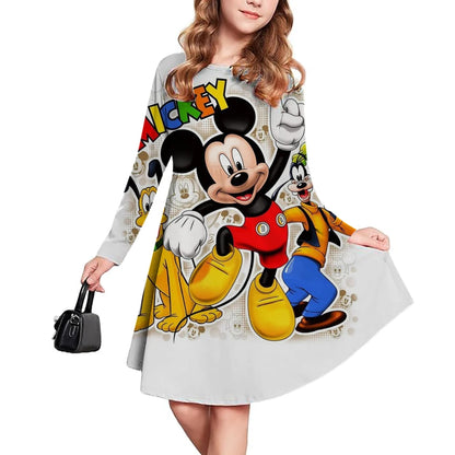 New Disney Mickey Mouse Children's Clothing Short Sleeve Dress for Girls 3-14 Years Old Children's Performance Clothes
