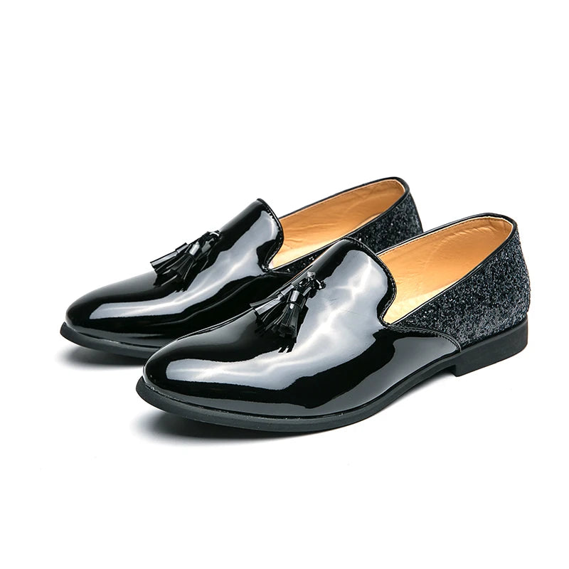 High quality luxury gold men's loafers thick sole fashion leather nightclub shoes formal business shoes plus size