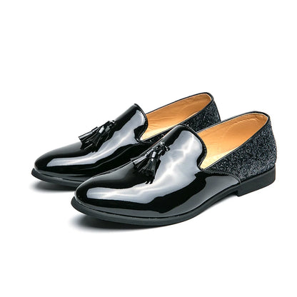 High quality luxury gold men's loafers thick sole fashion leather nightclub shoes formal business shoes plus size