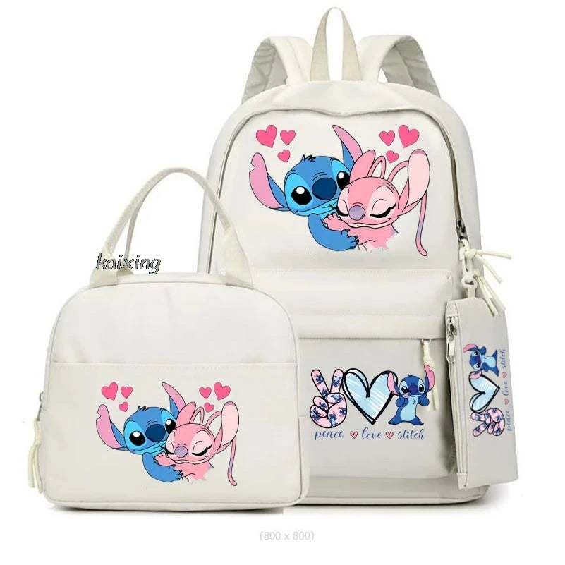 Lilo and Stitch Backpack Set of 3, Lunch Bag, Pencil Case, Teens, Women, Men, School, Students, Backpack, Cartoon, School Backpack