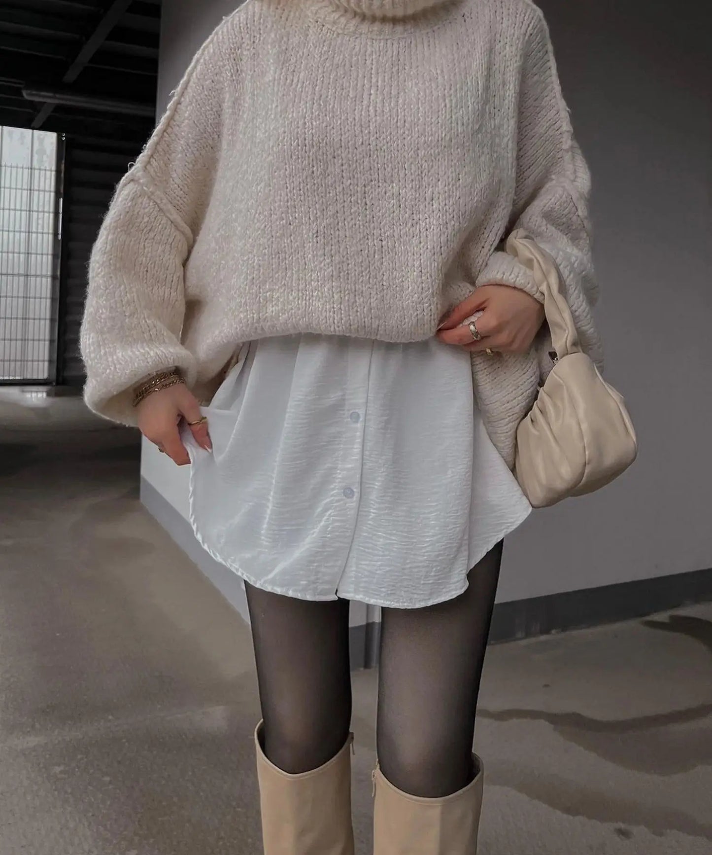 New Autumn/Winter Women's Sweater Solid Color Turtleneck Casual Commuter Style Loose Knitted Sweater Simple and Versatile Sweater