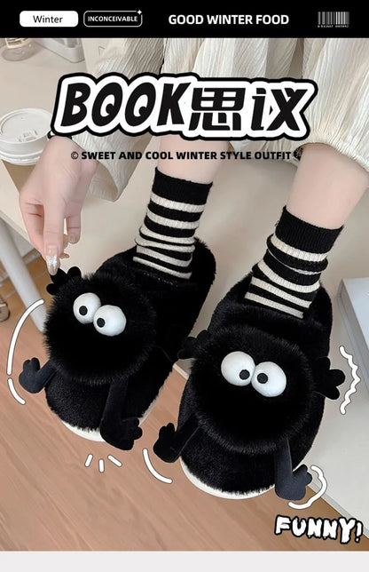 New Women's Funny Slippers, Soft Sole Plush Shoes, Cotton Home Shoes, Cute Cartoon Women's Slippers for Girls, Furry Slippers