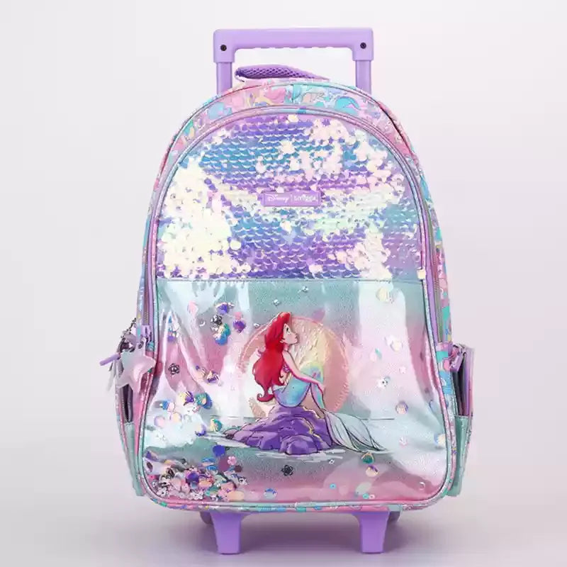 Disney Mermaid Ariel Backpack Cartoon Student Zipper Ultra Light Decompression Large Capacity Backpack