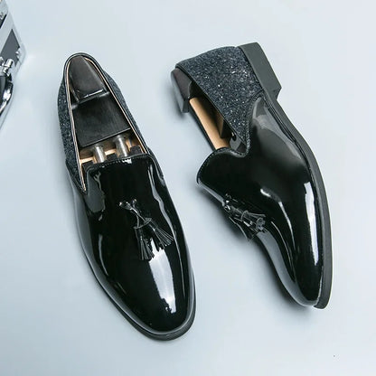 High quality luxury gold men's loafers thick sole fashion leather nightclub shoes formal business shoes plus size