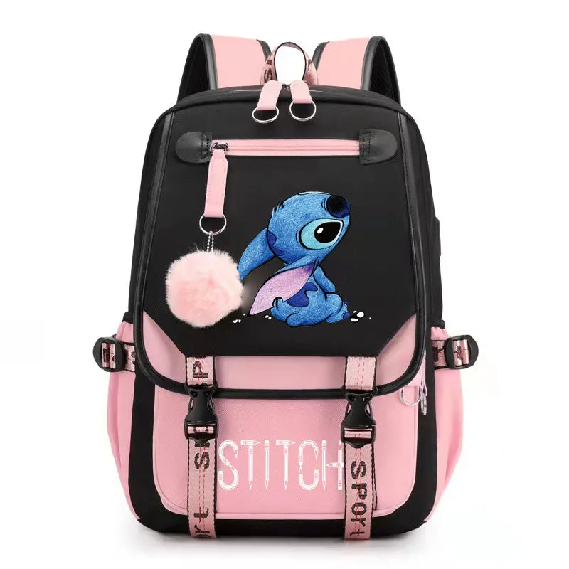 Lilo &amp; Stitch Backpack Women USB Charging School Backpack Laptop Backpack for Teens Boys Girls Travel Backpack