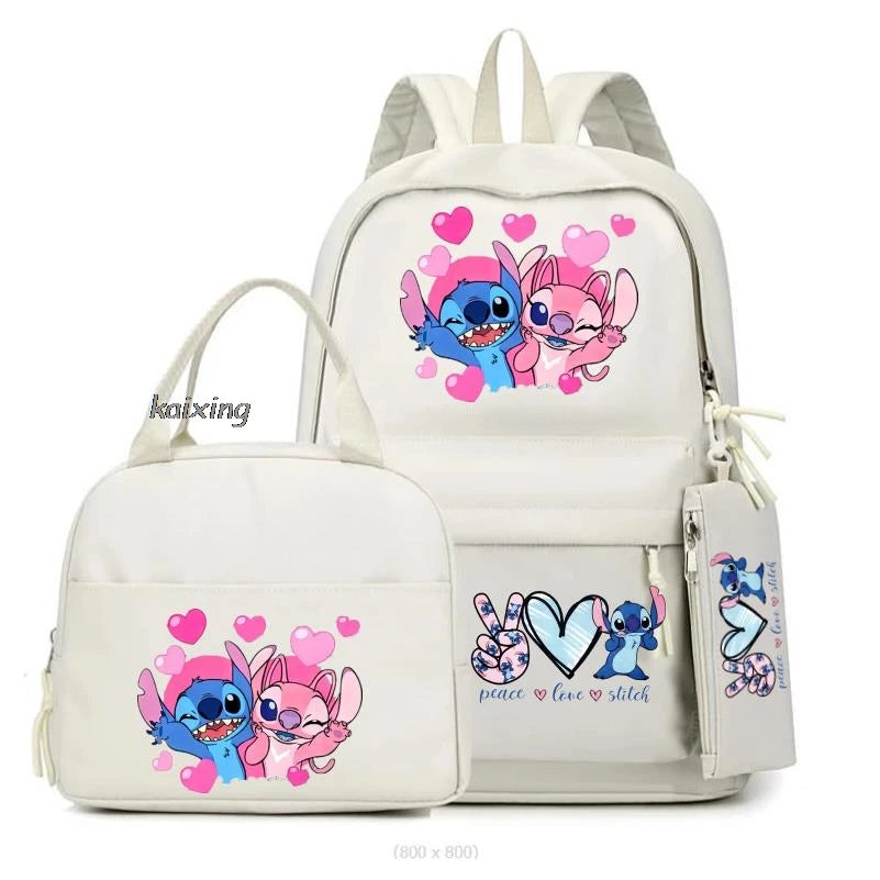 Lilo and Stitch Backpack Set of 3, Lunch Bag, Pencil Case, Teens, Women, Men, School, Students, Backpack, Cartoon, School Backpack
