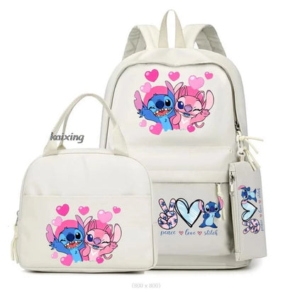 Lilo and Stitch Backpack Set of 3, Lunch Bag, Pencil Case, Teens, Women, Men, School, Students, Backpack, Cartoon, School Backpack