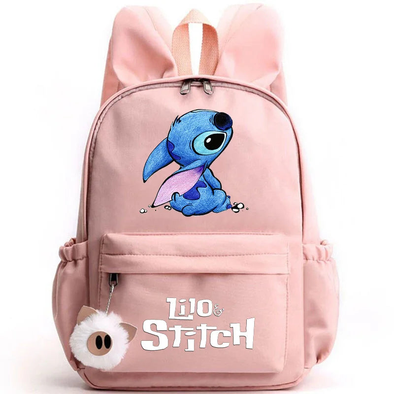 Cute Lilo Stitch Backpack for Girls Boys Students Teenagers Women Casual Backpack School Bag Travel Bunny Ears