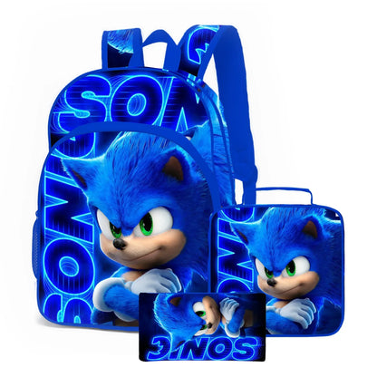 SONIC Bags for Elementary and Middle School Students and Children's School Backpack with Cartoon Ports Backpack Relief Backpack