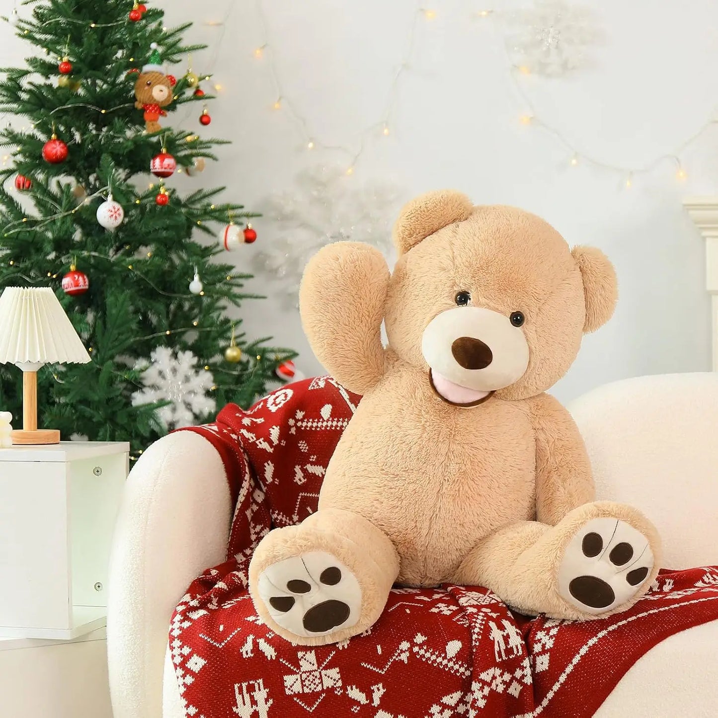 MorisMos Giant Teddy Bear with Big Footprints, Light Brown Stuffed Animals, 39 Inches