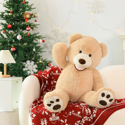 MorisMos Giant Teddy Bear with Big Footprints, Light Brown Stuffed Animals, 39 Inches
