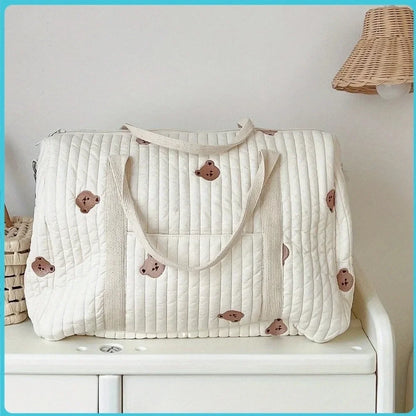 Multifunctional Mommy Diaper Bag with Insulated Pocket, Portable Baby Changing Pad, Travel Nappy Bag, Large Capacity