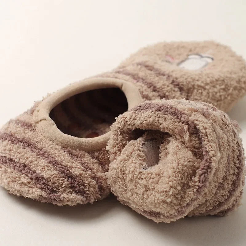 Autumn/Winter Non-Slip Warm Floor Socks, Indoor Yoga Socks, Low-Calf Slippers for Women, Cute Hedgehog Socks for Home, Christmas Gifts