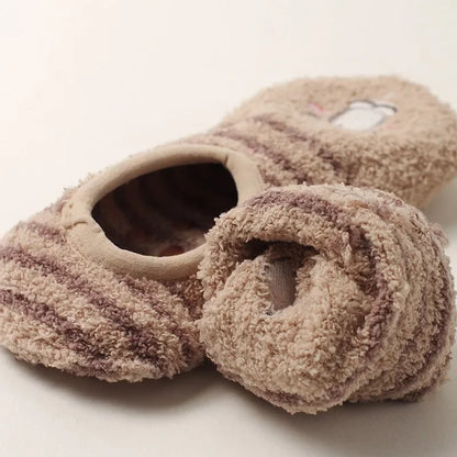 Autumn/Winter Non-Slip Warm Floor Socks, Indoor Yoga Socks, Low-Calf Slippers for Women, Cute Hedgehog Socks for Home, Christmas Gifts