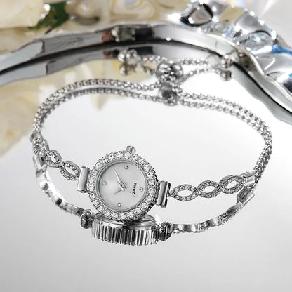 Fashion Rhinestone Women's Watch Quartz Bracelet Wristwatch Clock
