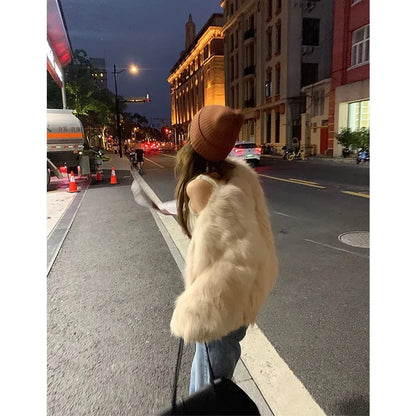 Women's Faux Fur Coat, New Fashion Casual Clothing 2025, Imitation Fox Fur, Loose Comfortable Winter Short Coat for Women